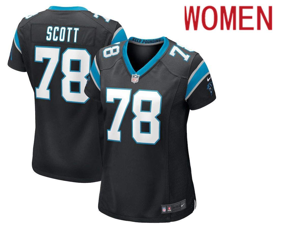Women Carolina Panthers #78 Trent Scott Nike Black Game NFL Jersey->women nfl jersey->Women Jersey
